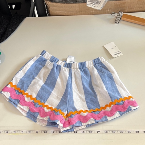 Andy & Evan High Waist Blue and White Striped Shorts Size Small - Picture 1 of 5